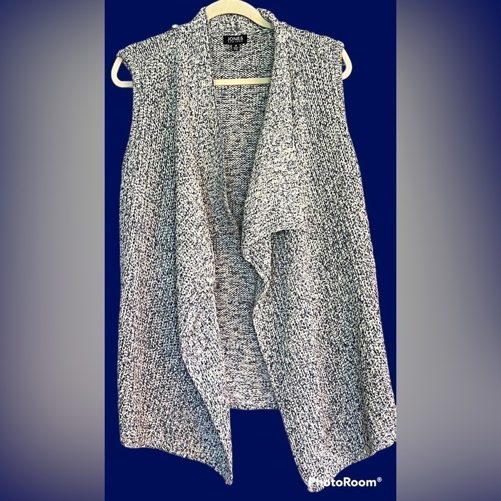 JONES NEW YORK Navy/Royal/Cream Blend Waterfall Sweater Vest, Size Medium, EUC.